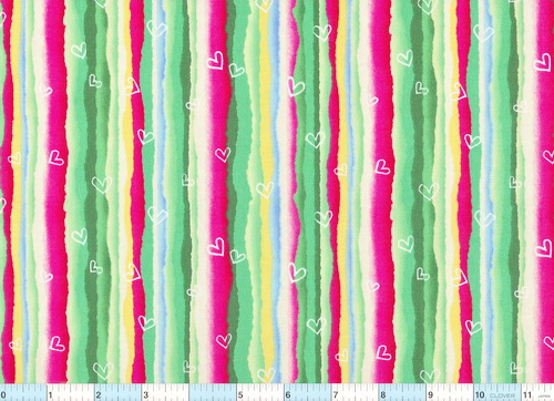 Hearts Green Red Yellow Stripes